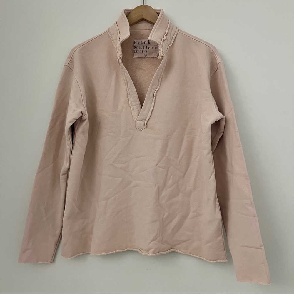 $238 Light Pink Frank & Eileen Patrick Triple Fleece Popover Henley Sweatshirt M